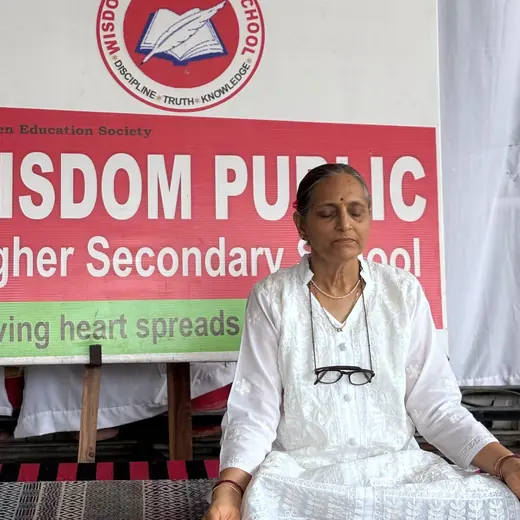 Leading meditation at a school, June 2025